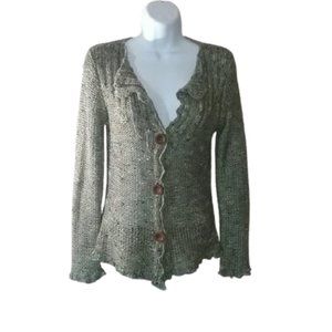 {BCBGMaxAzria} Chunky Knit Boho Green Cardigan